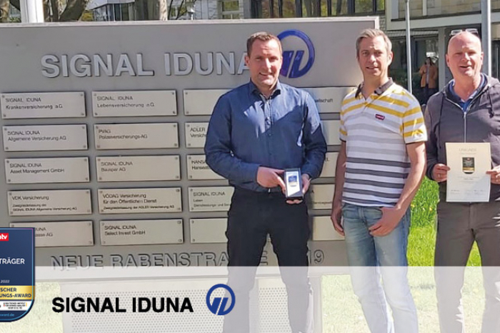 Deutscher Versicherungs-Award 2022 Signal Iduna Team Betriebspolice  Produktentwicklung 